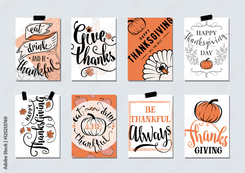 Vector set of thanksgiving holidays Stock Vector | Adobe Stock