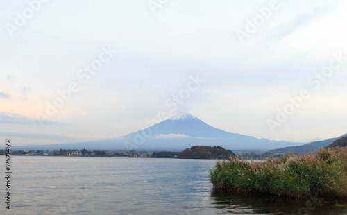 Mount Fuji in the background with Lake Kawaguchiko view, Japan