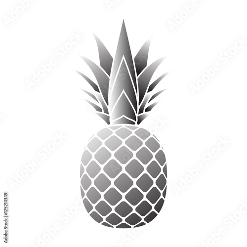 Pineapple silver icon. Tropical fruit isolated on white background. Symbol of food, sweet, exotic and summer, vitamin, healthy. Nature logo. 3D concept. Design element Vector illustration