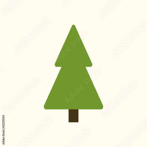 Christmas tree sign. Simple cartoon icon. Green template silhouette, isolated on white background. Flat design. Symbol of holiday, winter, Christmas, New Year celebration. Vector illustration