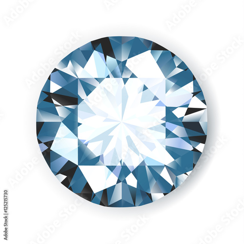 Shiny bright vector diamond on white background illustration. No transparencies.