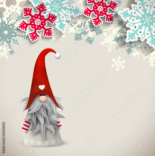 Tomte, scandinavian traditional christmas dwarf, illustration