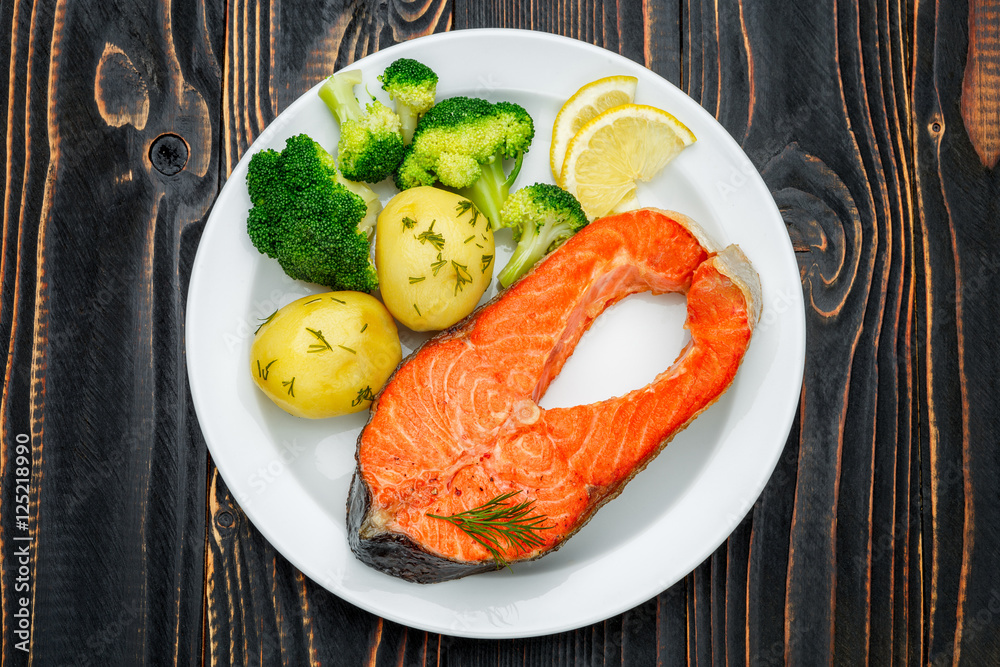 Crispy roasted salmon steak Crispy roasted salmon steak