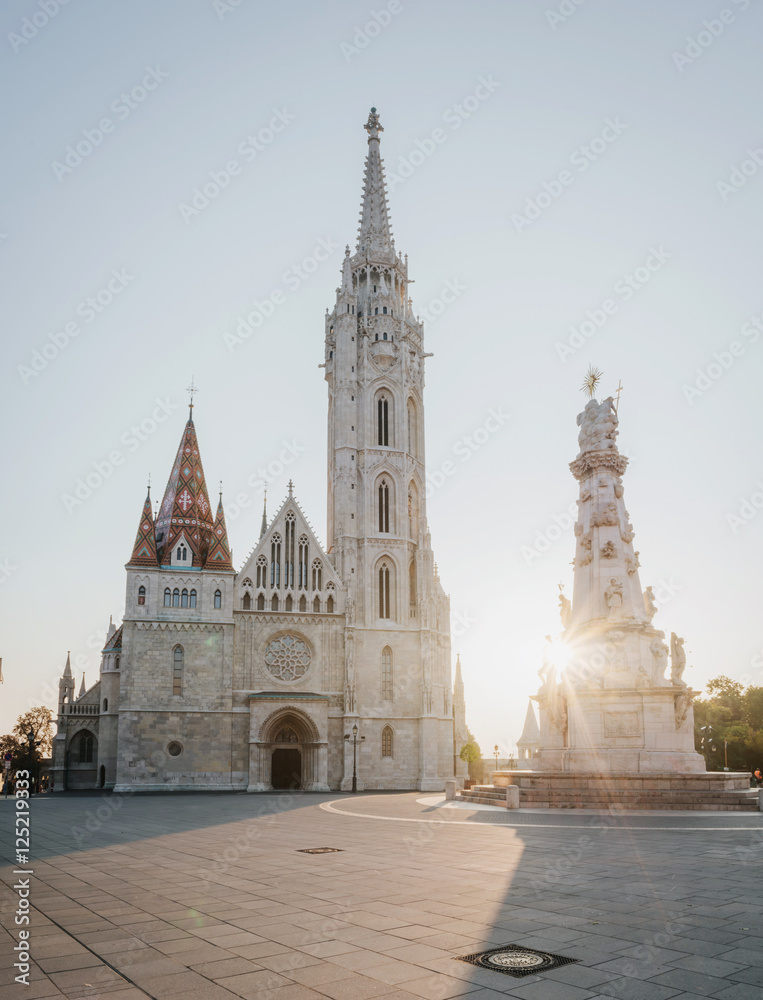 St. Matthias church morning sunrise scenic view panorama in Budapest, Hungary