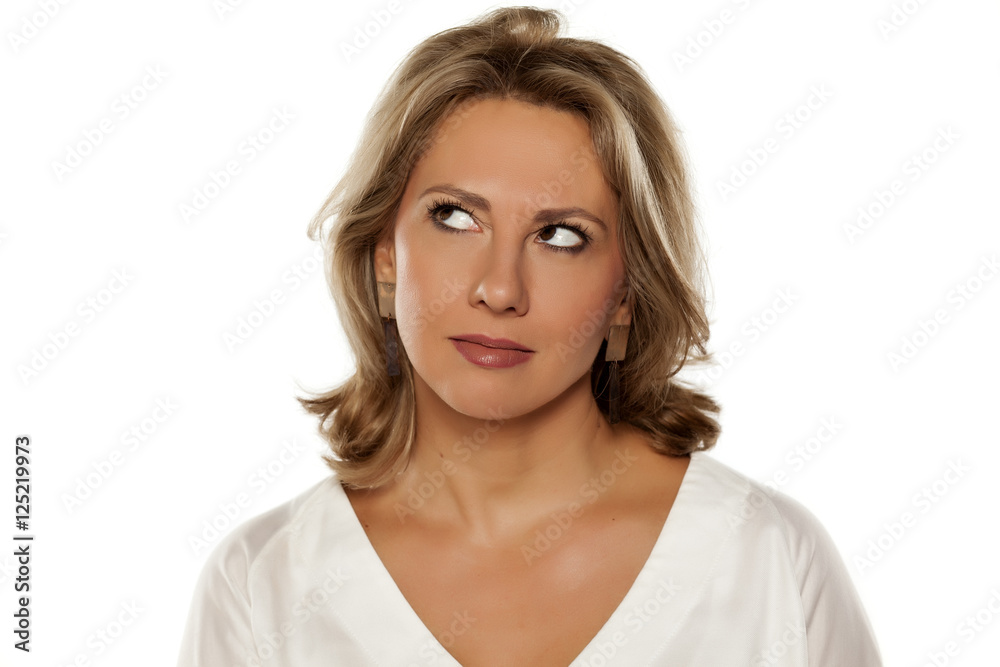 thoughtful beautiful middle-aged woman thoughtful beautiful middle-aged woman