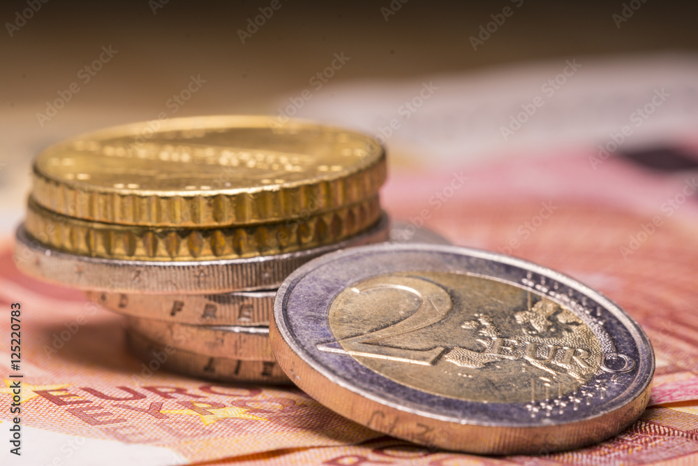 Euro coins and bill Euro coins and bill