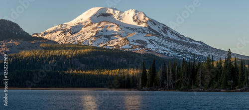 Sunset on South Sister mountain at Sparks Lake in the central Oregon Cascade Mountains