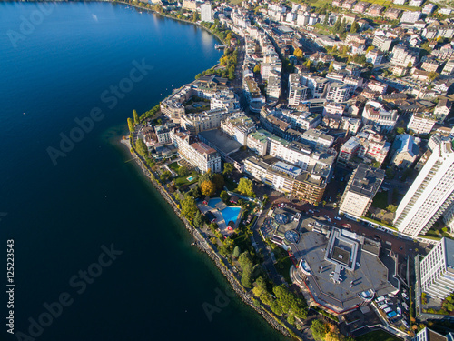 Aerial view of Montreux waterfront, Switzerland