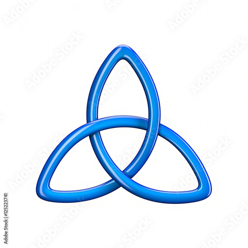 3d illustration of Trinity knot or Triquetra isolated on white background