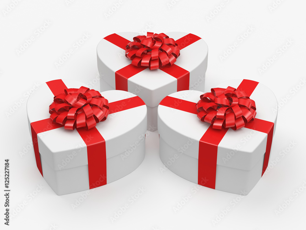 3D rendering White boxes heart 3D rendering White boxes heart