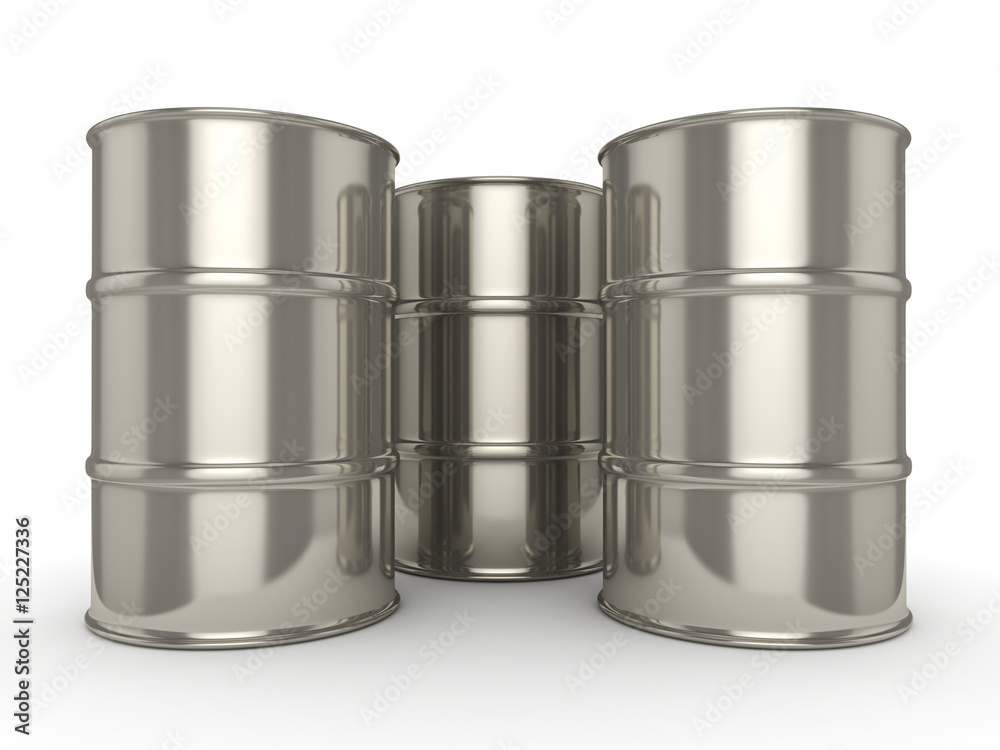 3D rendering Set chrome barrels 3D rendering Set chrome barrels