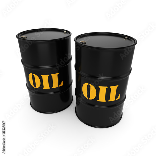 3D rendering Black oil barrels