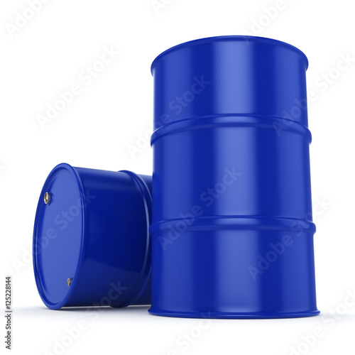 3D rendering blue barrels