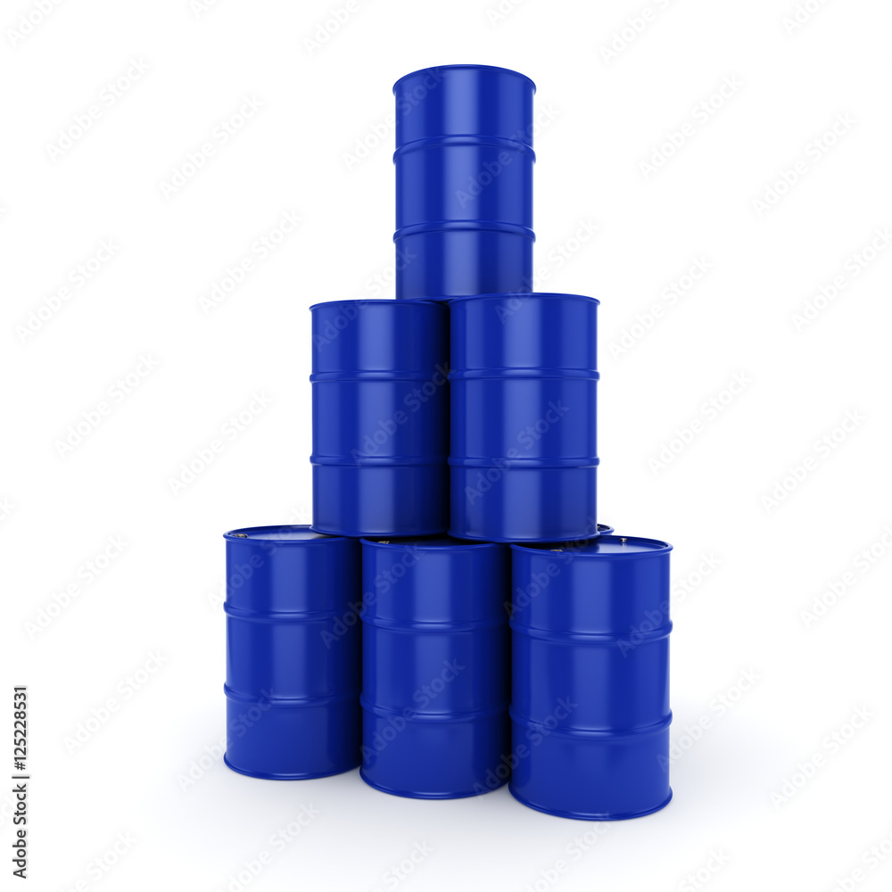 3D rendering blue barrels 3D rendering blue barrels