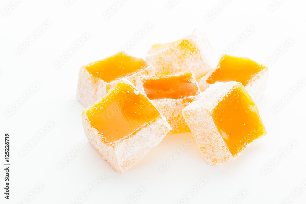 Tasty Turkish delight isolated on white Tasty Turkish delight isolated on white