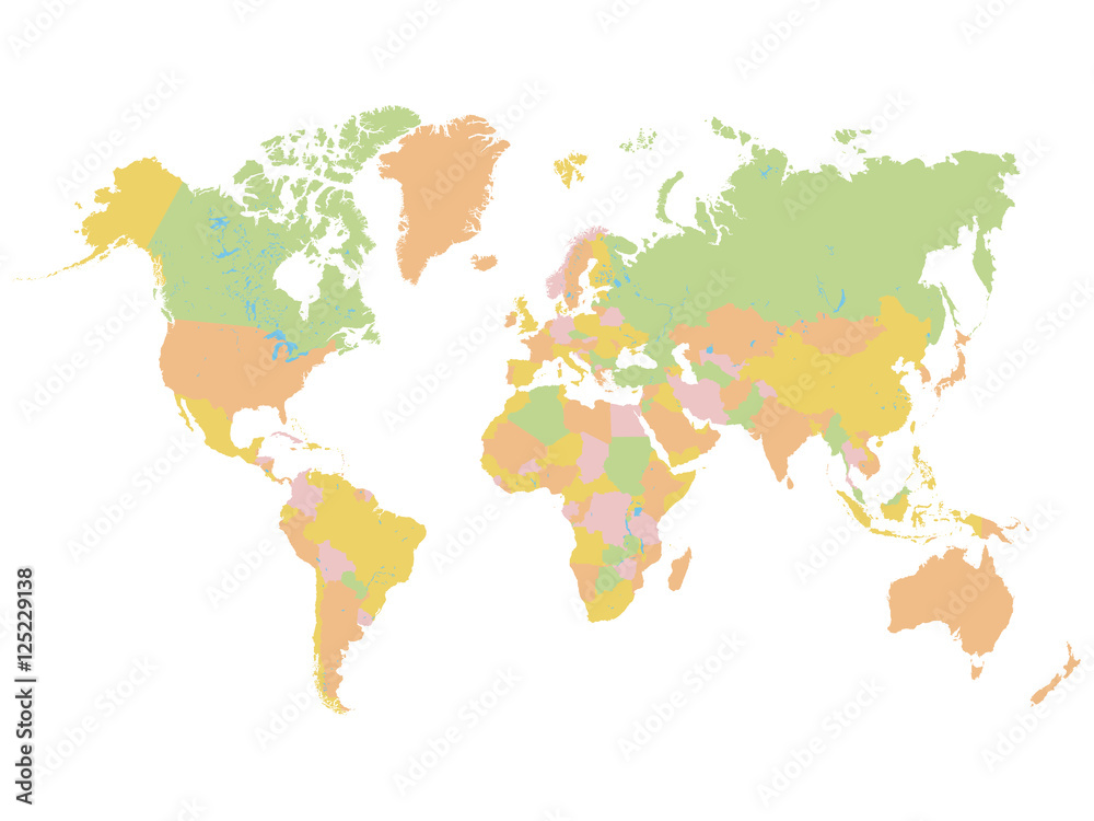 Fototapeta Colorful World Map