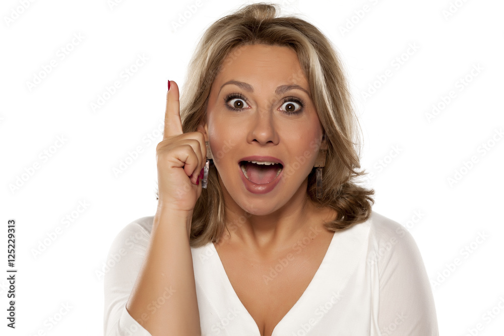 beautiful middle aged happy woman have an idea beautiful middle aged happy woman have an idea