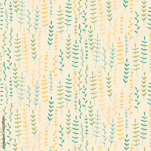 Seamless pattern with flowers and leafs