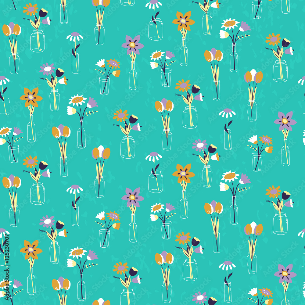 Fototapeta premium Seamless pattern with beautiful flowers.