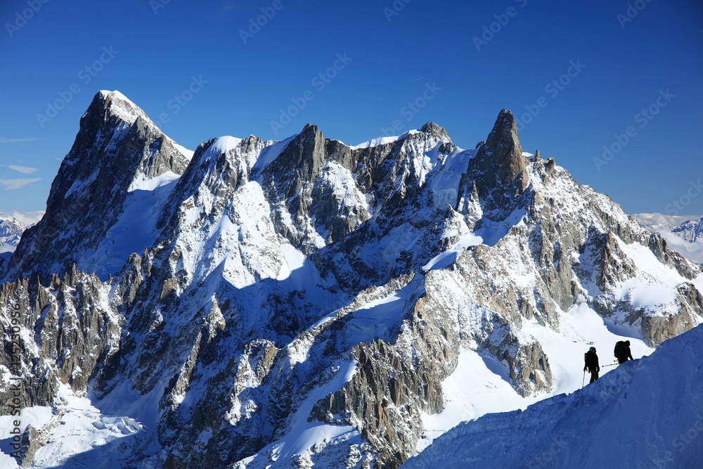 Alpinists climbing in Haute Savoie, France