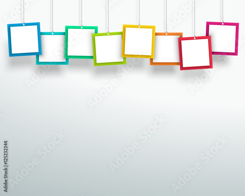 Vector 3d Blank Colourful Square Frames Hanging Design A