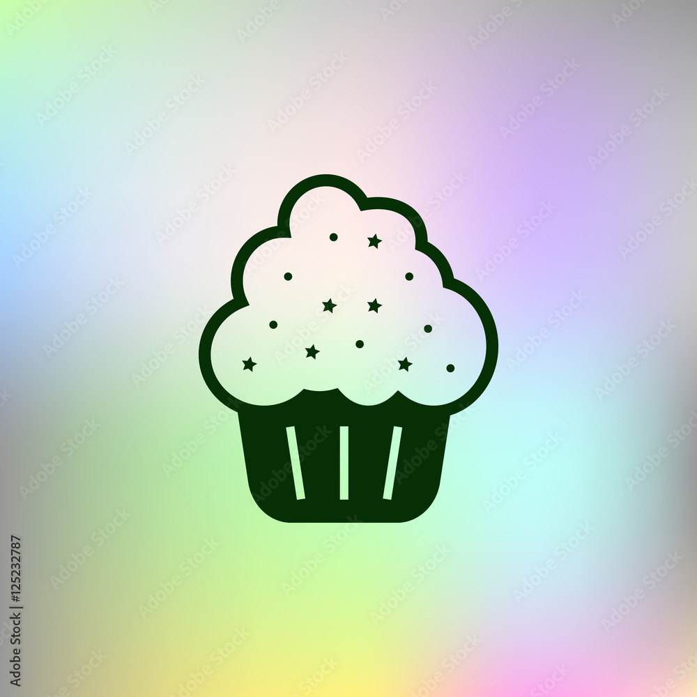 Flat paper cut style icon of cake Flat paper cut style icon of cake