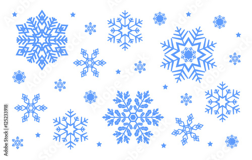 Blue christmas snowflakes set