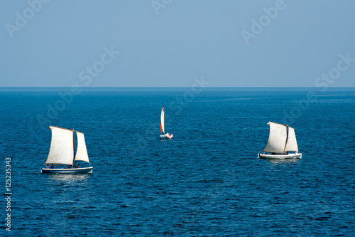 Sailboats sailing on the Black Sea in Varna Bulgaria