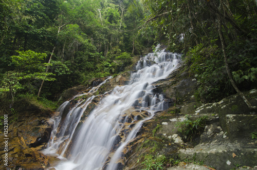 beautiful in nature, amazing cascading tropical waterfall. 