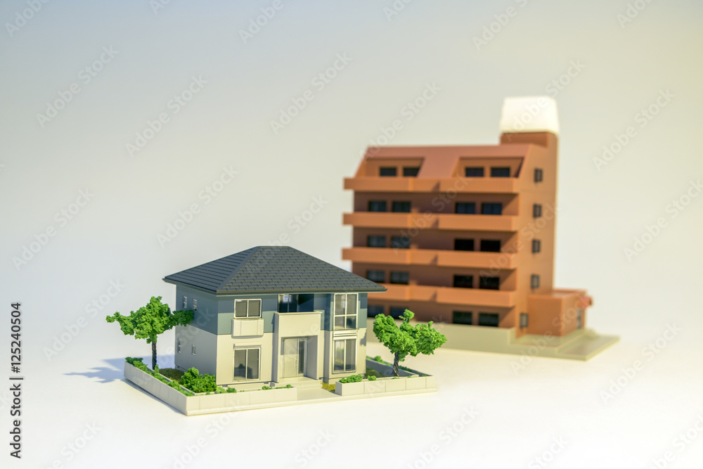 house and apartment building miniature model