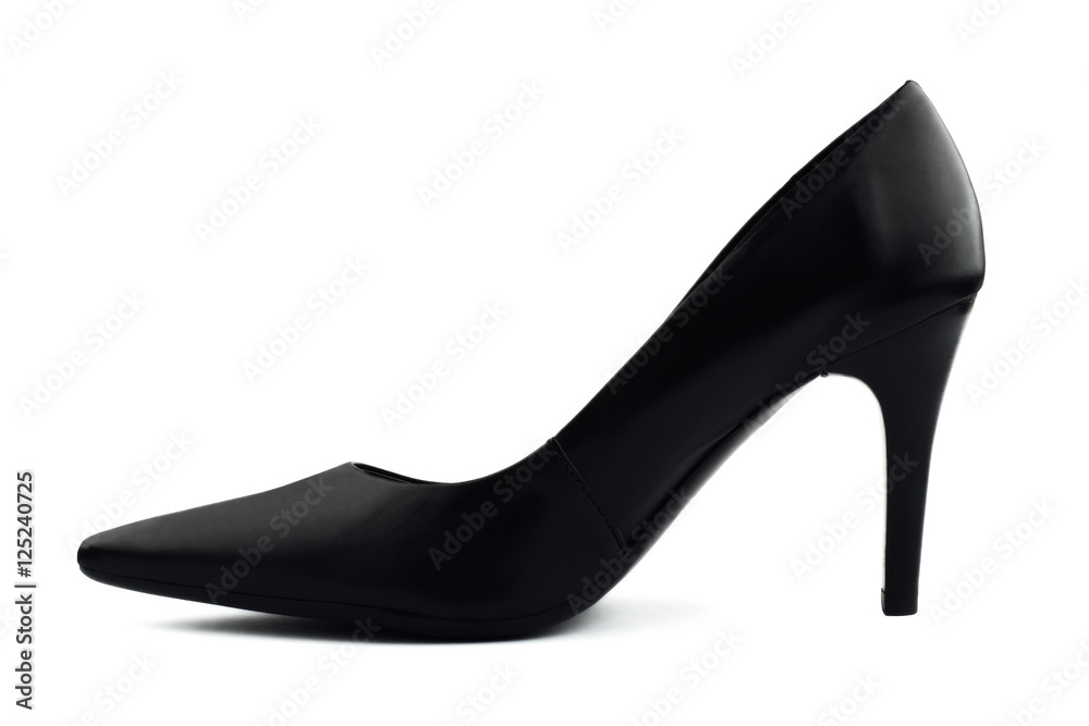 Black classic women's shoe with high heel isolated on white background Black classic women's shoe with high heel isolated on white background