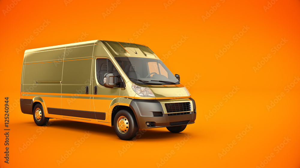 Gold Truck-Fast shipping. 3D rendering Gold Truck-Fast shipping. 3D rendering