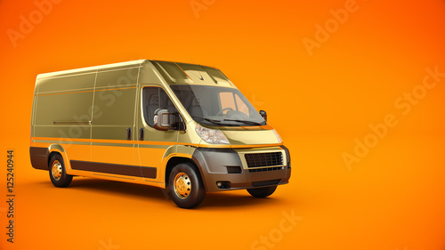 Gold Truck-Fast shipping. 3D rendering