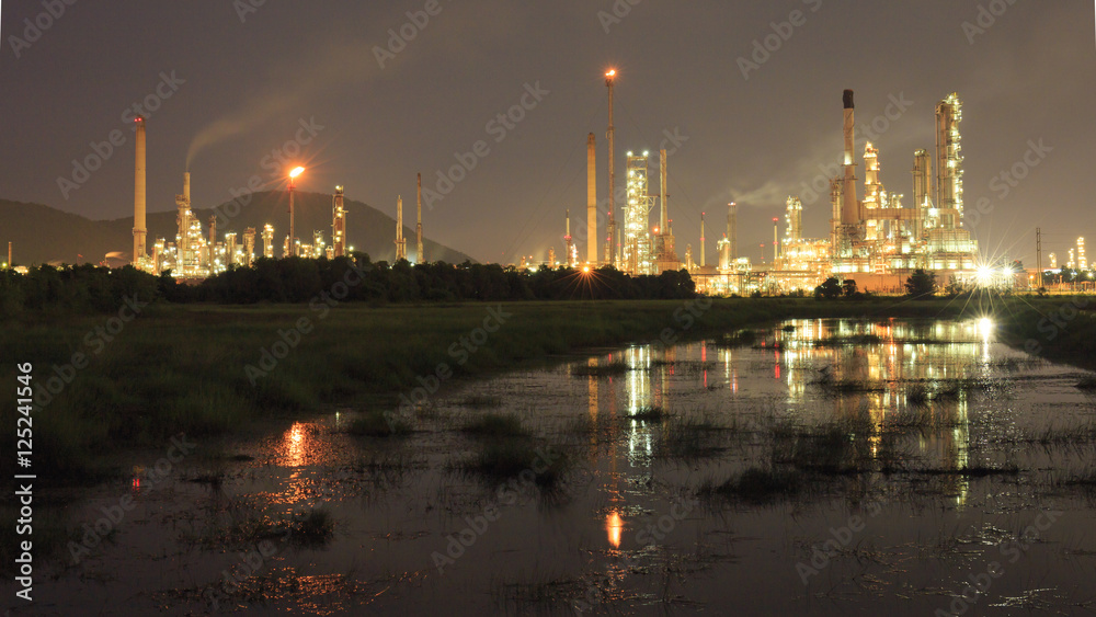 Esso Sriracha Refinery, Laem Chabang, Petrochemical industrial with landscape background in Si Racha District, Chon Buri , Thailand