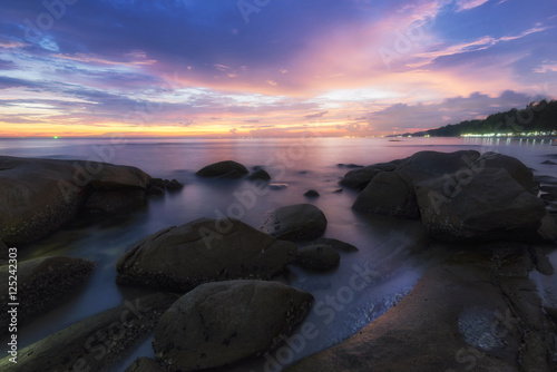 Seascape sunset at Beach, Thailand . Seascape during sunset. Beautiful natural beach . Very soft photo landscape .