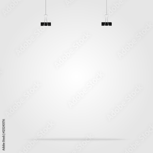 Empty space with clips for a poster, banner