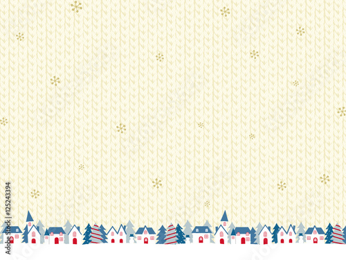 クリスマスの街並み　ニット背景