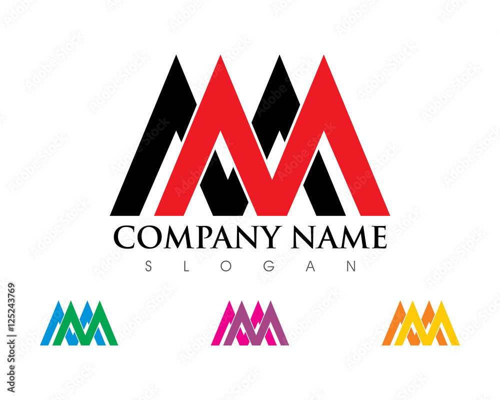 Double M Letter Logo Stock Vector
