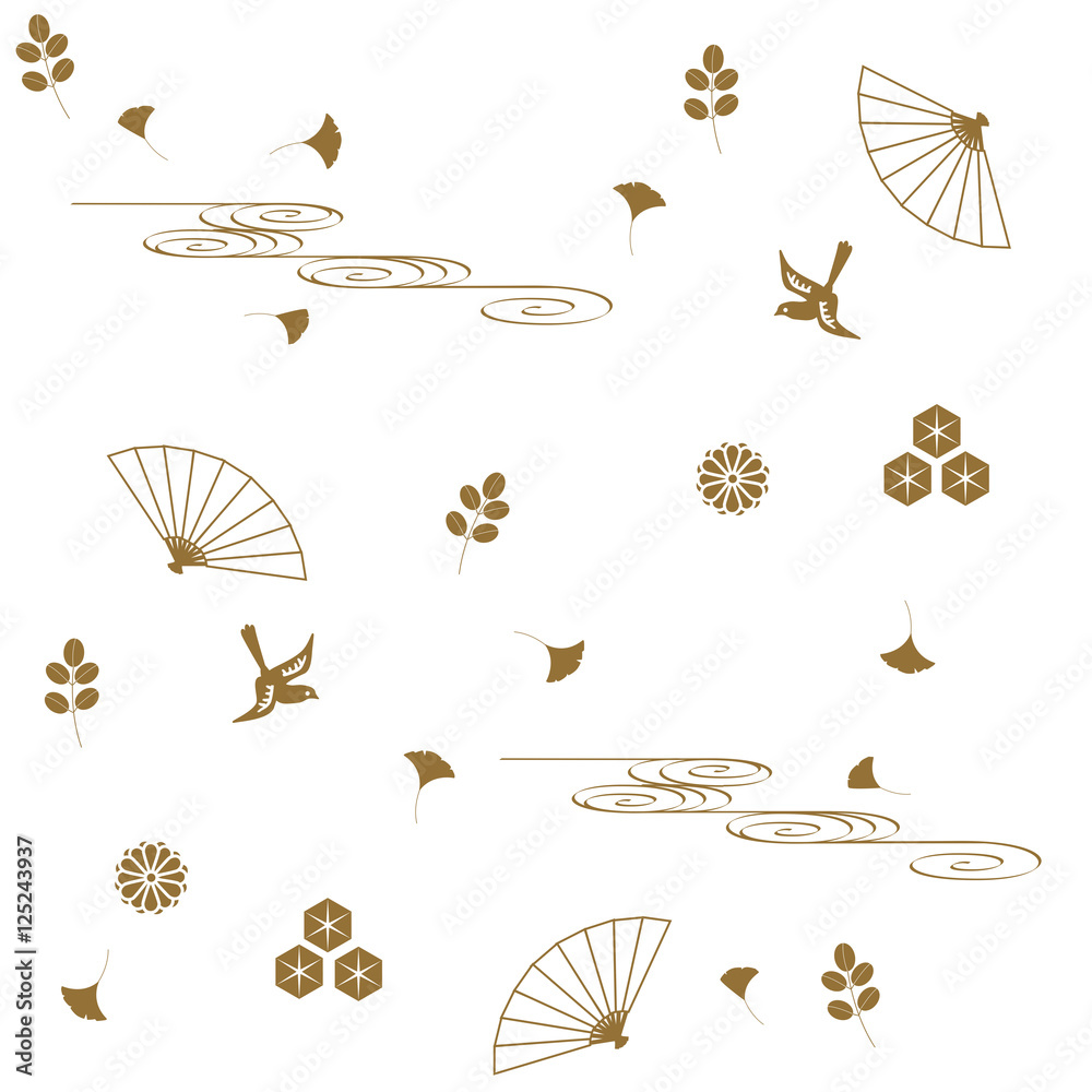 和柄 シルエット 鳥 草花 扇 Stock Illustration Adobe Stock 和柄 シルエット 鳥 草花 扇 Stock Illustration Adobe Stock
