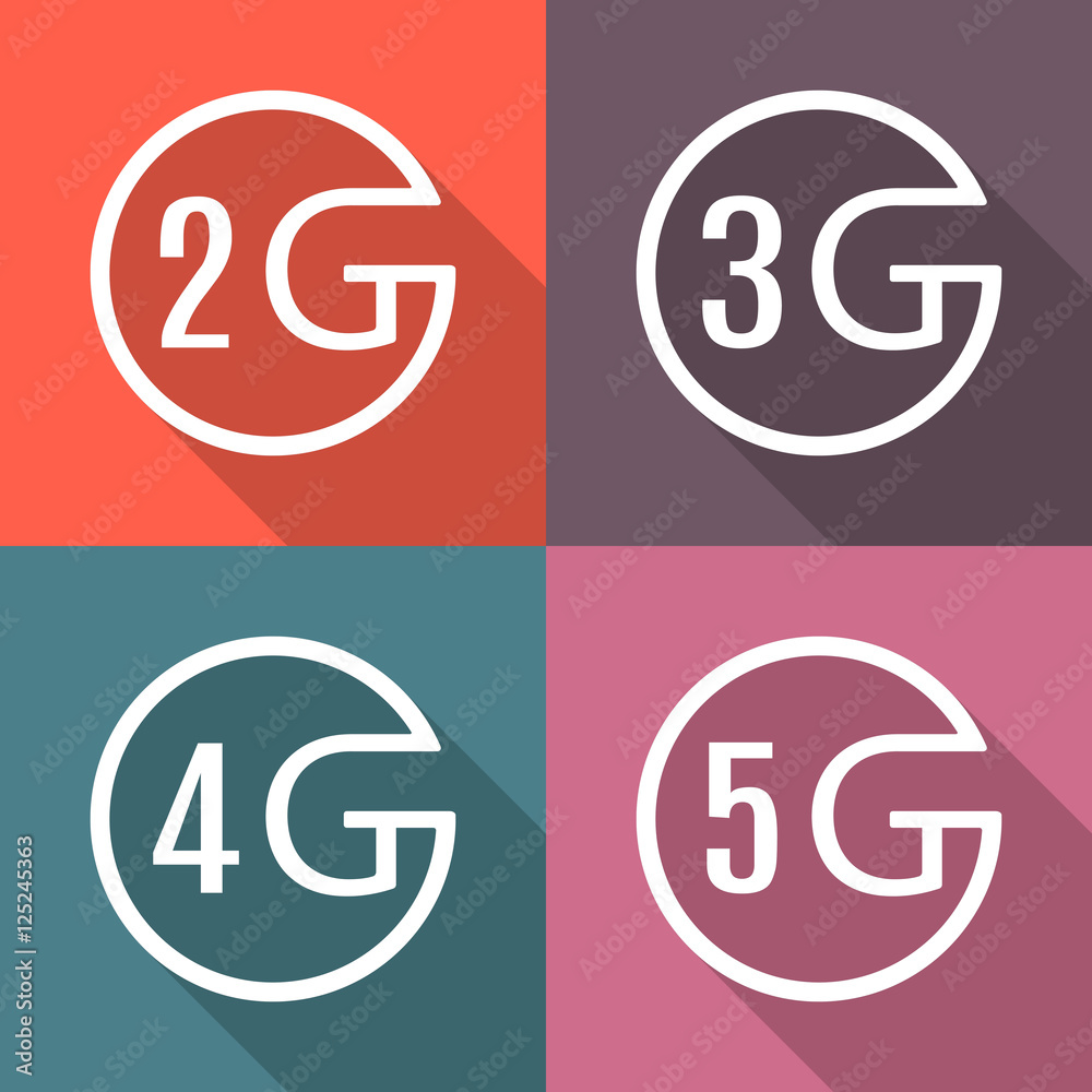 Icons of different generations mobile communication, vector illustration. Icons of different generations mobile communication, vector illustration.