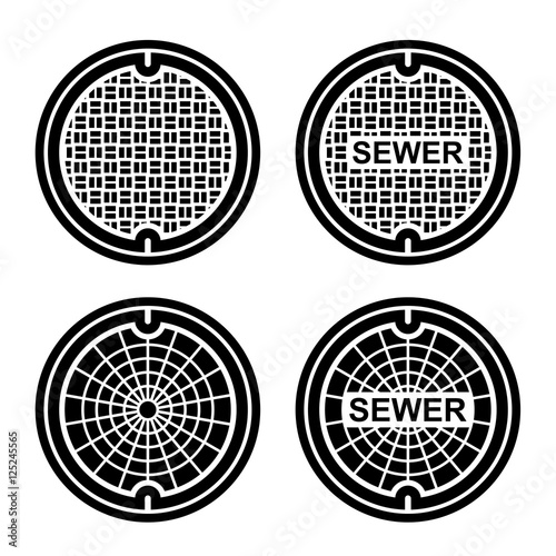 manhole sewer cover black symbol vector