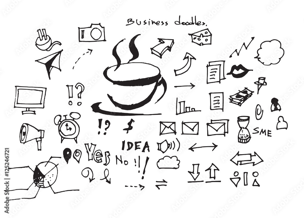 Fototapeta premium Business doodles sketch vector ink eps10