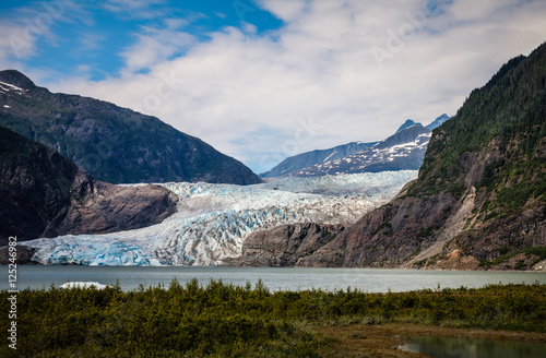 Mendenhall Glacier- Juneau- Alaska  This is a beautiful  but receding glacier  than can only be seen at a distance  nowadays.