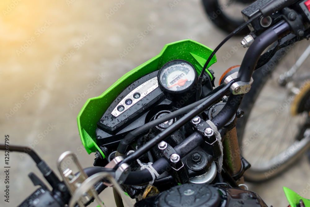 Obraz premium Closeup to the speedometer of the motorcycle.