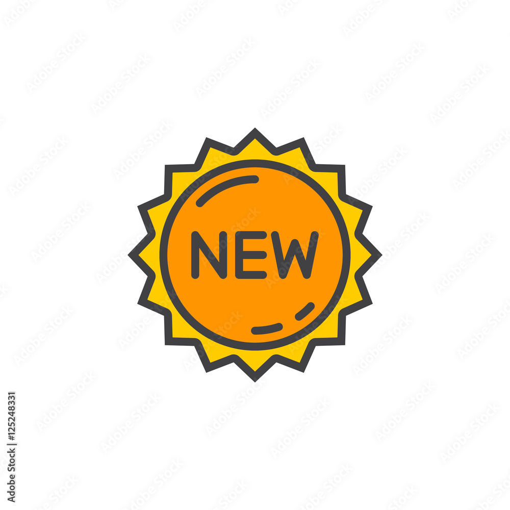 New label, sticker line icon, filled outline vector sign, linear colorful pictogram isolated on white. logo illustration New label, sticker line icon, filled outline vector sign, linear colorful pictogram isolated on white. logo illustration