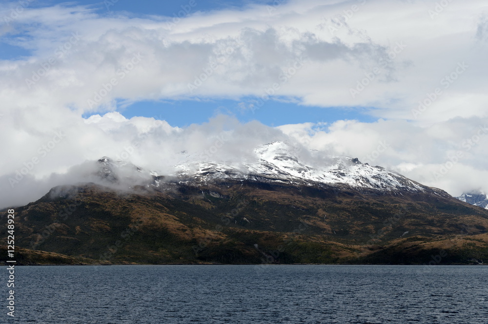 Agostini Strait in the archipelago of Tierra del Fuego.