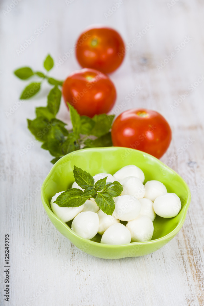 Mozzarella in a green plate Mozzarella in a green plate