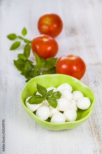 Mozzarella in a green plate