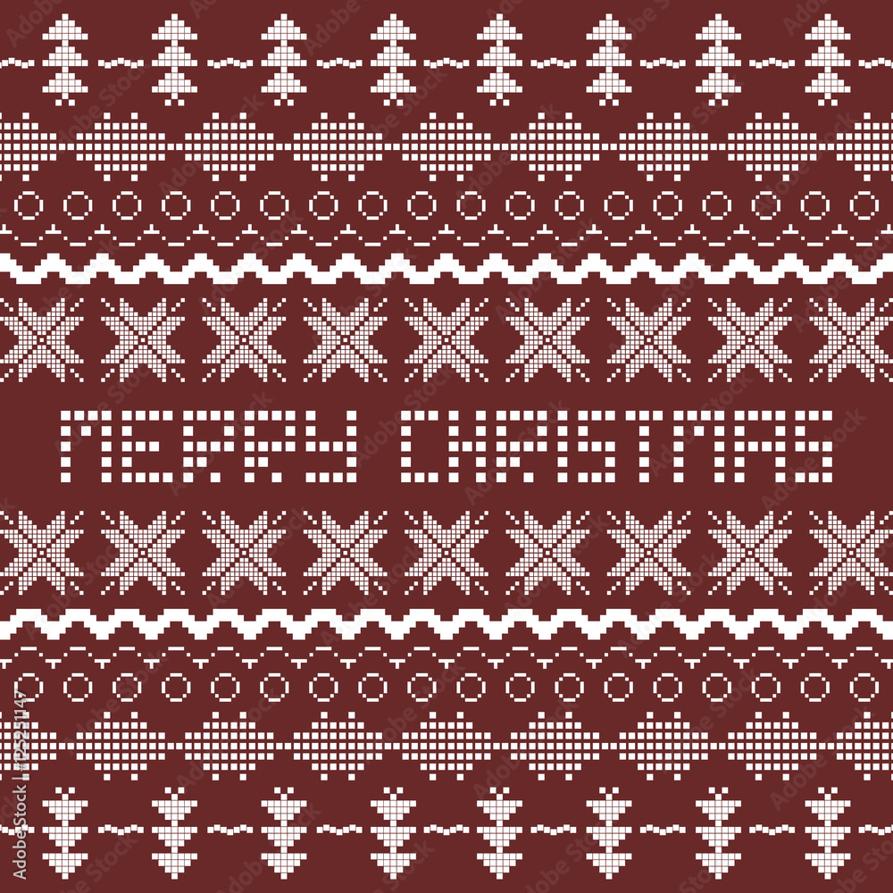 Christmas background with Scandinavian seamless pattern.