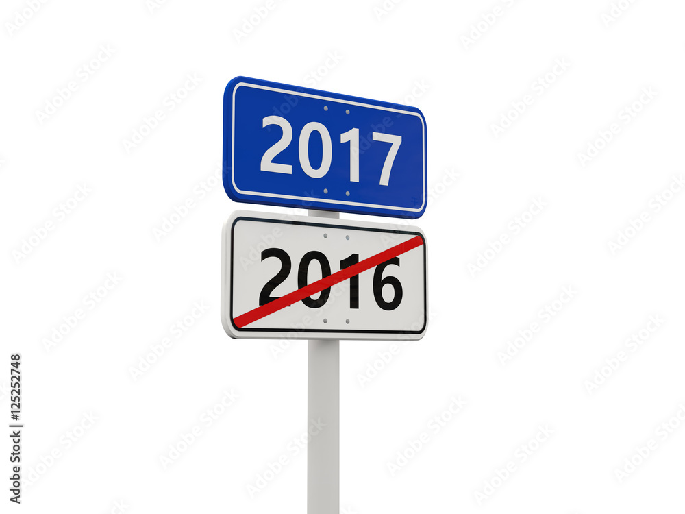 2017 New year on road sign. 2017 New year on road sign.